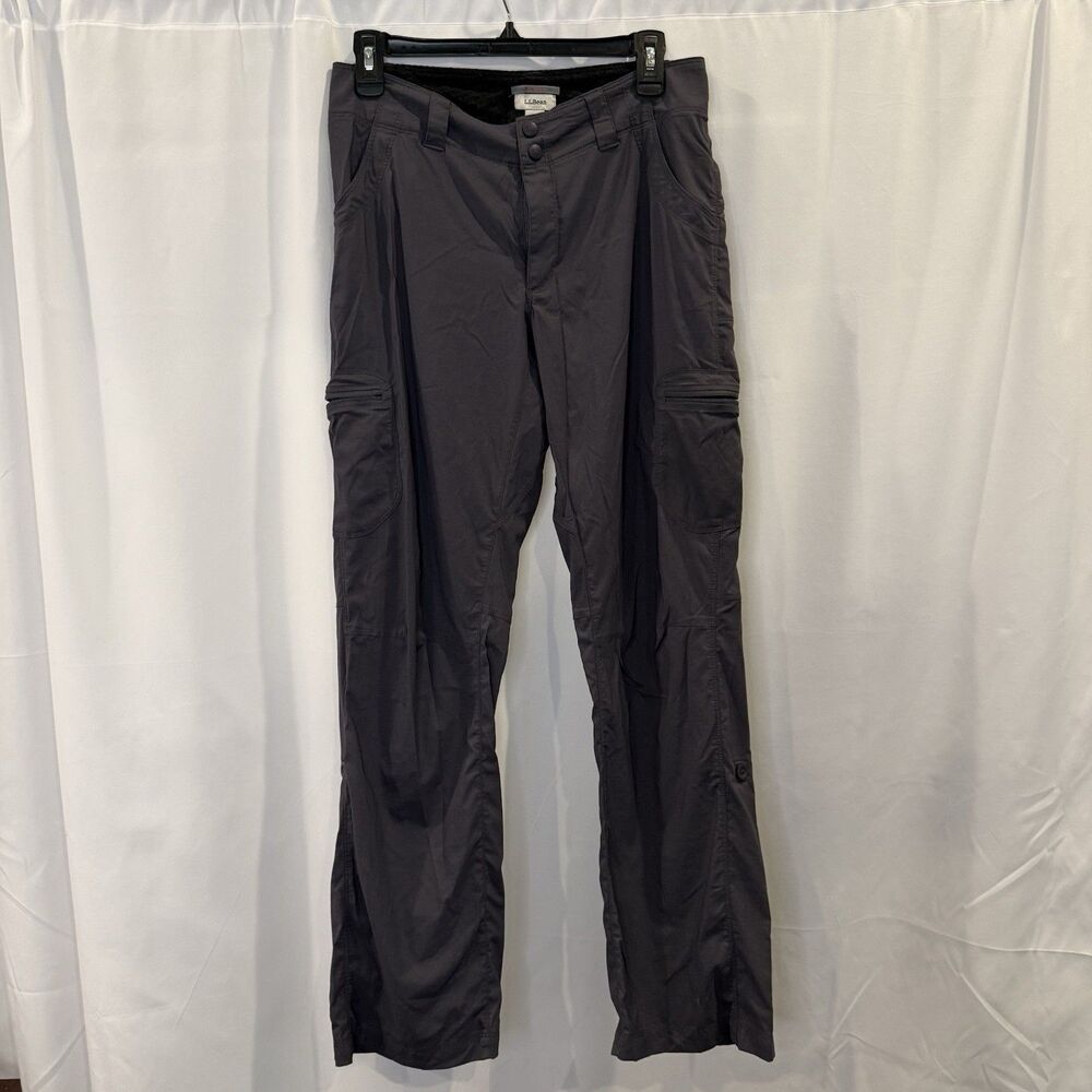 LL Bean Vista Camp Pants Women's 6 Gray Hiking Cargo Roll Up Convertible Outdoor